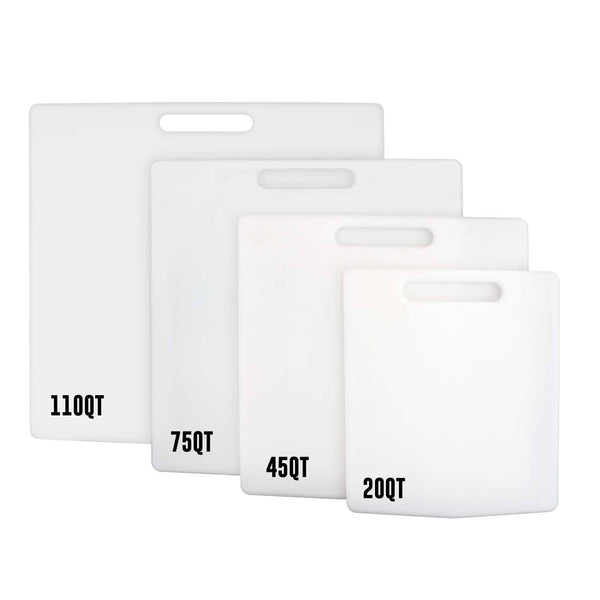 Front views of different sizes Ice Chest Cutting Board / Divider