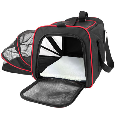Airline travel carrier with extended side area