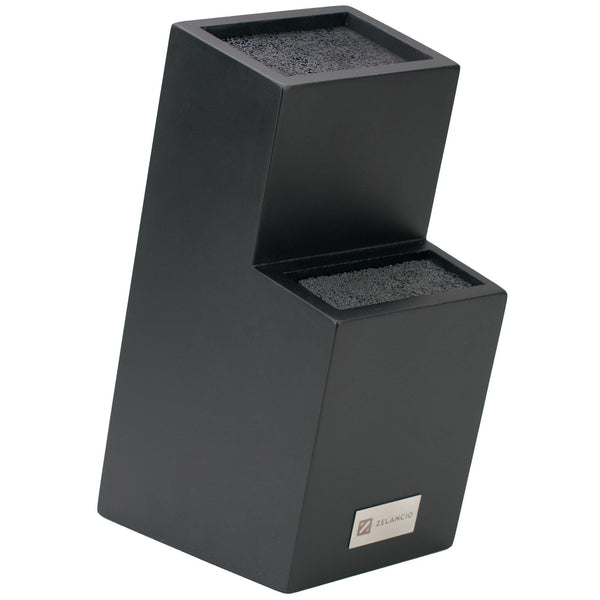 wooden knife block with two tiers