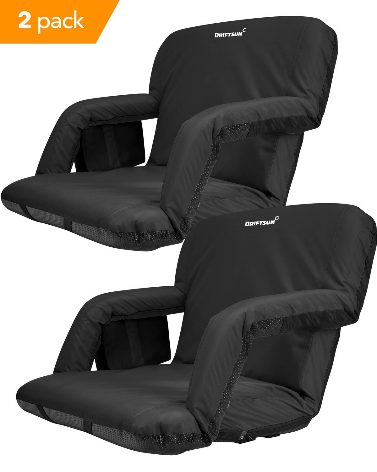 Two-Pack Folding Stadium Seats, Reclining Bleacher Chairs – Marketfleet Inc.