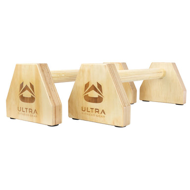 angled view of Ultra fitness Gear Wood Parallettes
