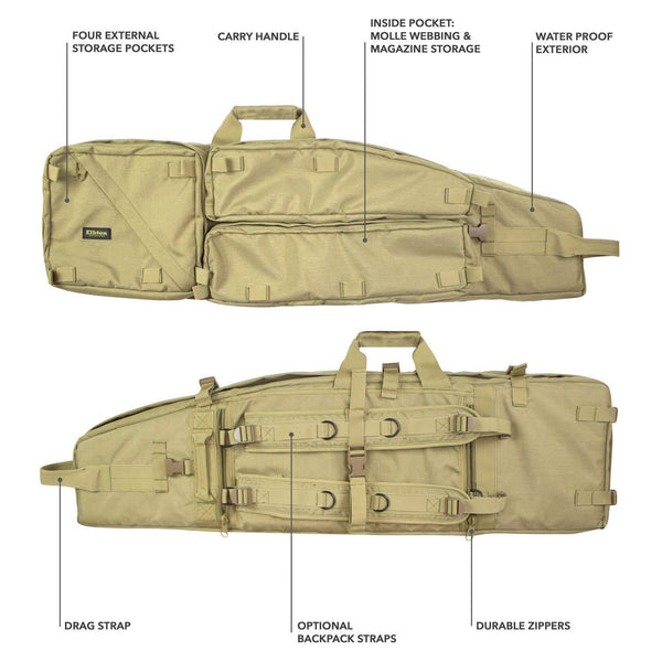 Tactical Rifle Drag Bag With Optional Backpack Straps