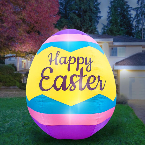 Inflatable Easter Egg Decoration with Built-In Fan and LED Lights