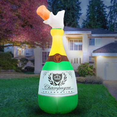 Inflatable Champagne Bottle Decoration with Built-In Fan and LED Lights