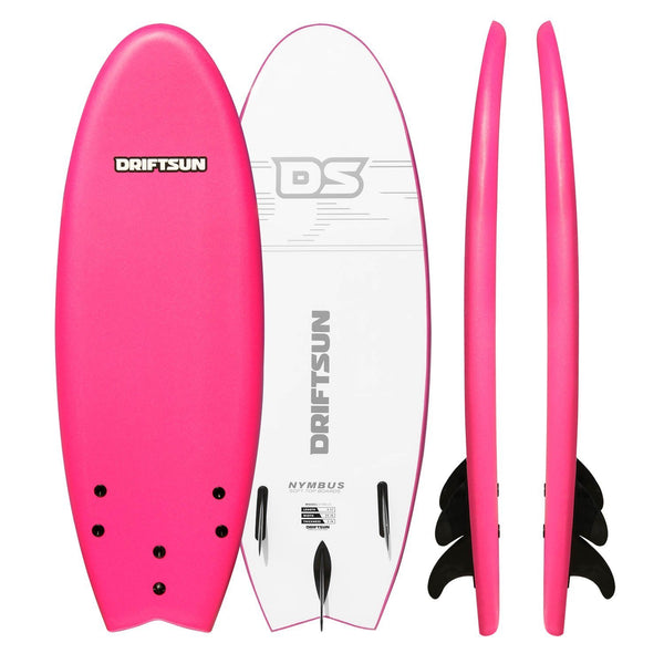 Driftsun Nymbus Foam Surfboard, EPS Foam Core, Includes 3 Removable Fins