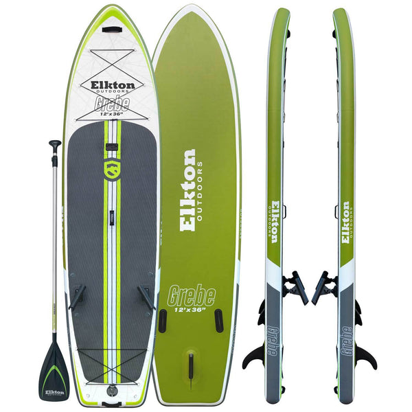 Elkton Outdoors 12' Inflatable Fishing Paddle Board Kit WIth 2 Fishing Rod Holders & Accessory Mount