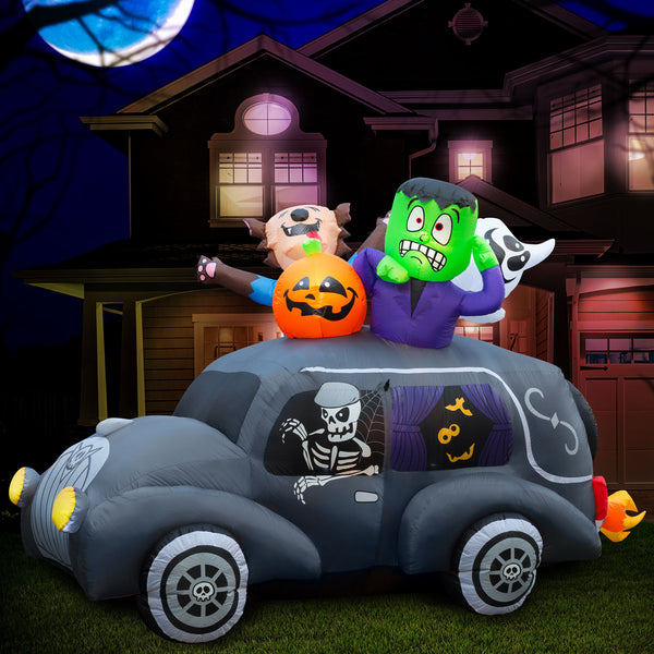 5.5 ft Inflatable Halloween Monster Hearse Yard Decoration