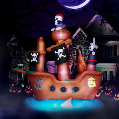 10 ft Wide Haunted Pirate Ship Halloween Inflatable