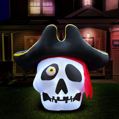 5 ft Inflatable Halloween Pirate Skull Yard Decoration