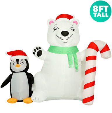 8 ft Polar Bear and penguin front view