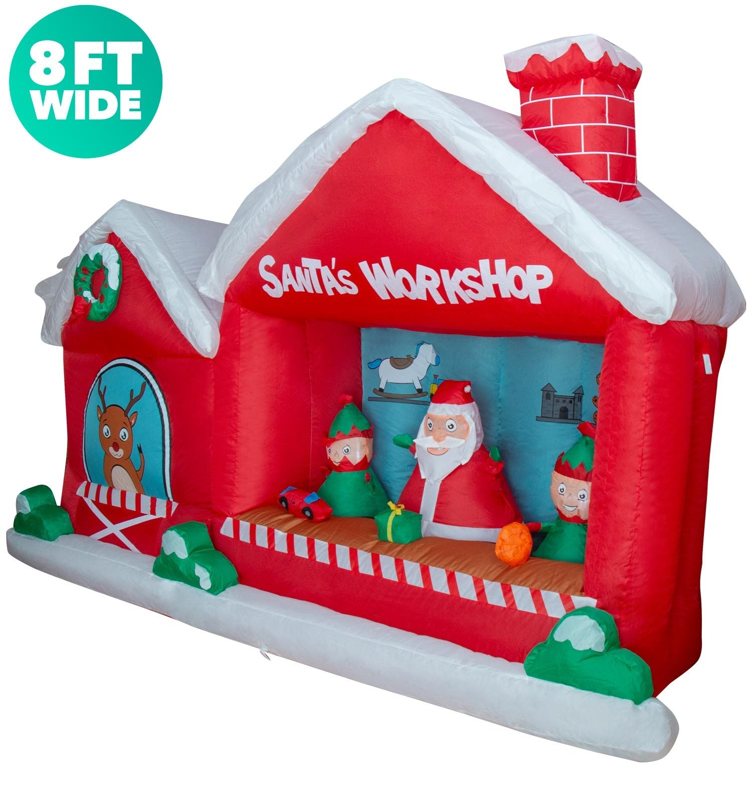 8 ft Inflatable Christmas Santa Workshop Outdoor Decoration with