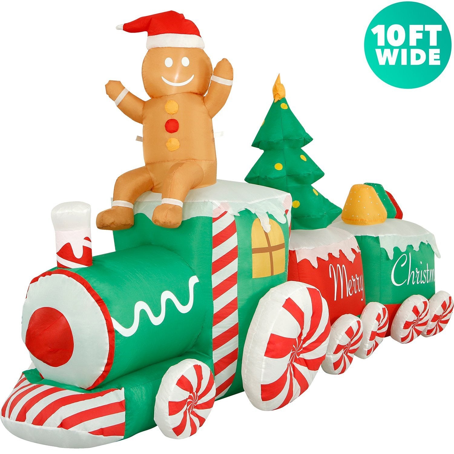 10 ft Inflatable Christmas Train Outdoor Decoration with LED ...