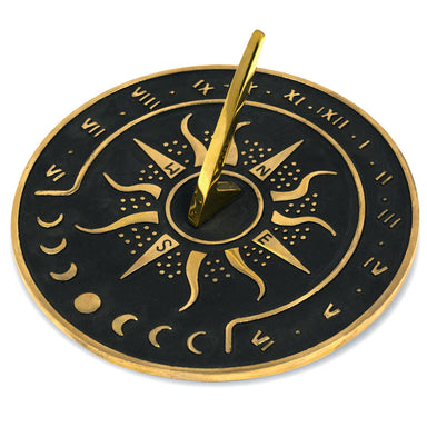Sunward 8.5” Diameter Garden Sundial with Polished Brass Highlights