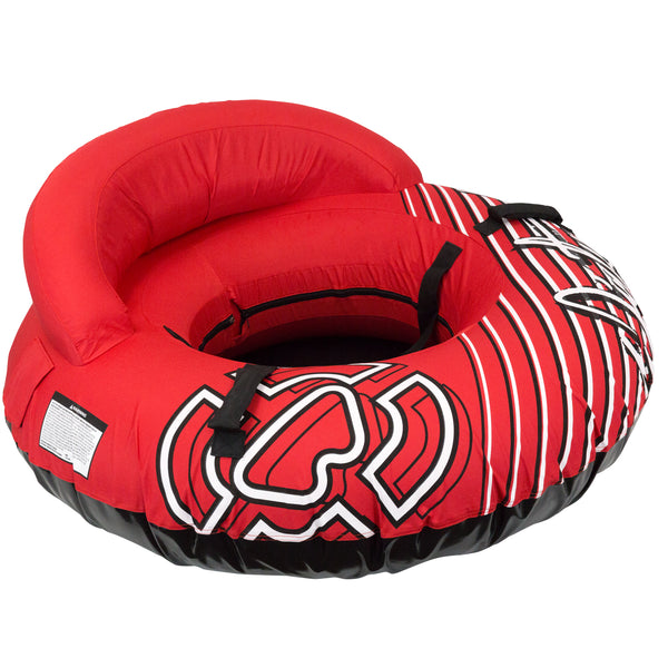 Winterial Deluxe Snow Tube with Back Rest and Carry Strap - Red