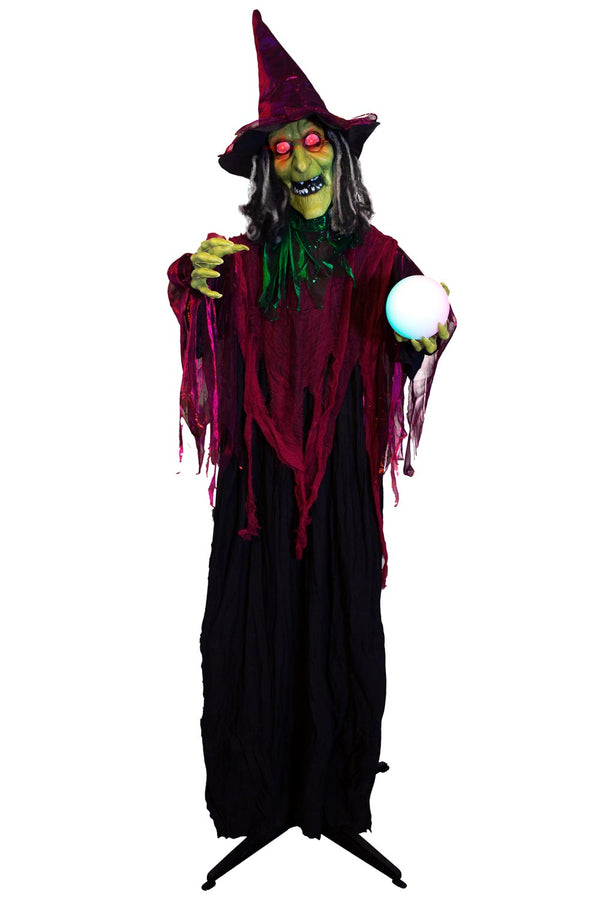 5ft 5in Animated Fortune Telling Witch with Crystal Ball Prop Decoration