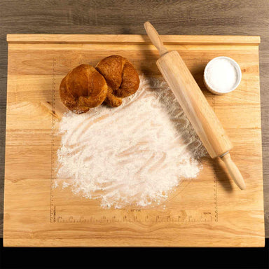 reversible Wooden Pastry Board with rolling pin top view
