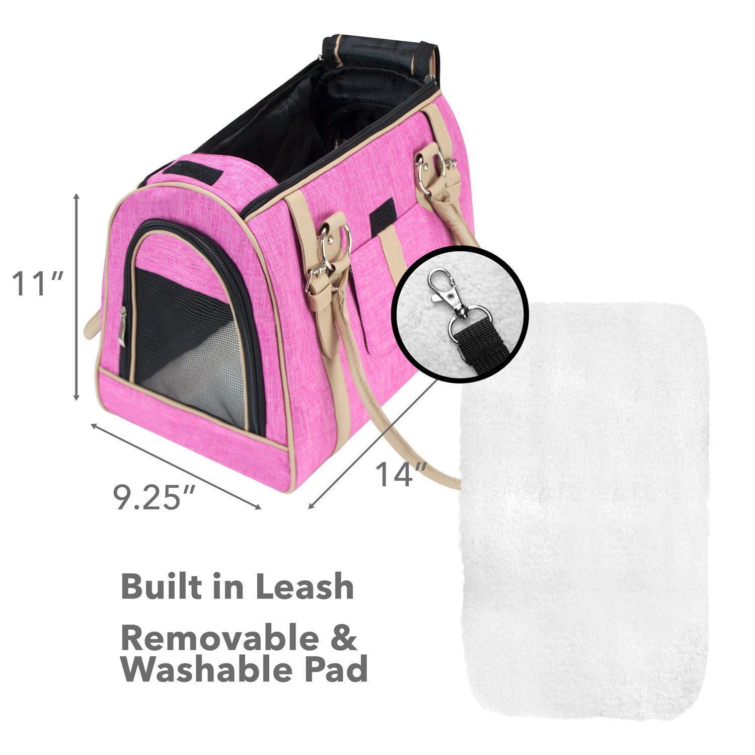 Paws & Pals Airline Approved Pet Carriers - Soft Sided Kennel, Pink