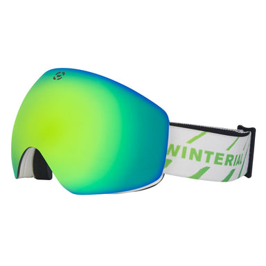 blue frameless ski / snowboard goggles with white straps