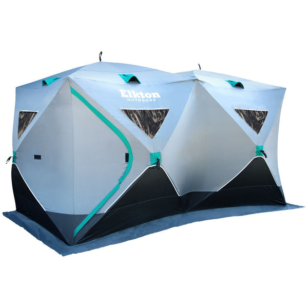 6-8 Person Double Ice Fishing Tent With Ventilation Windows & Carry Pack