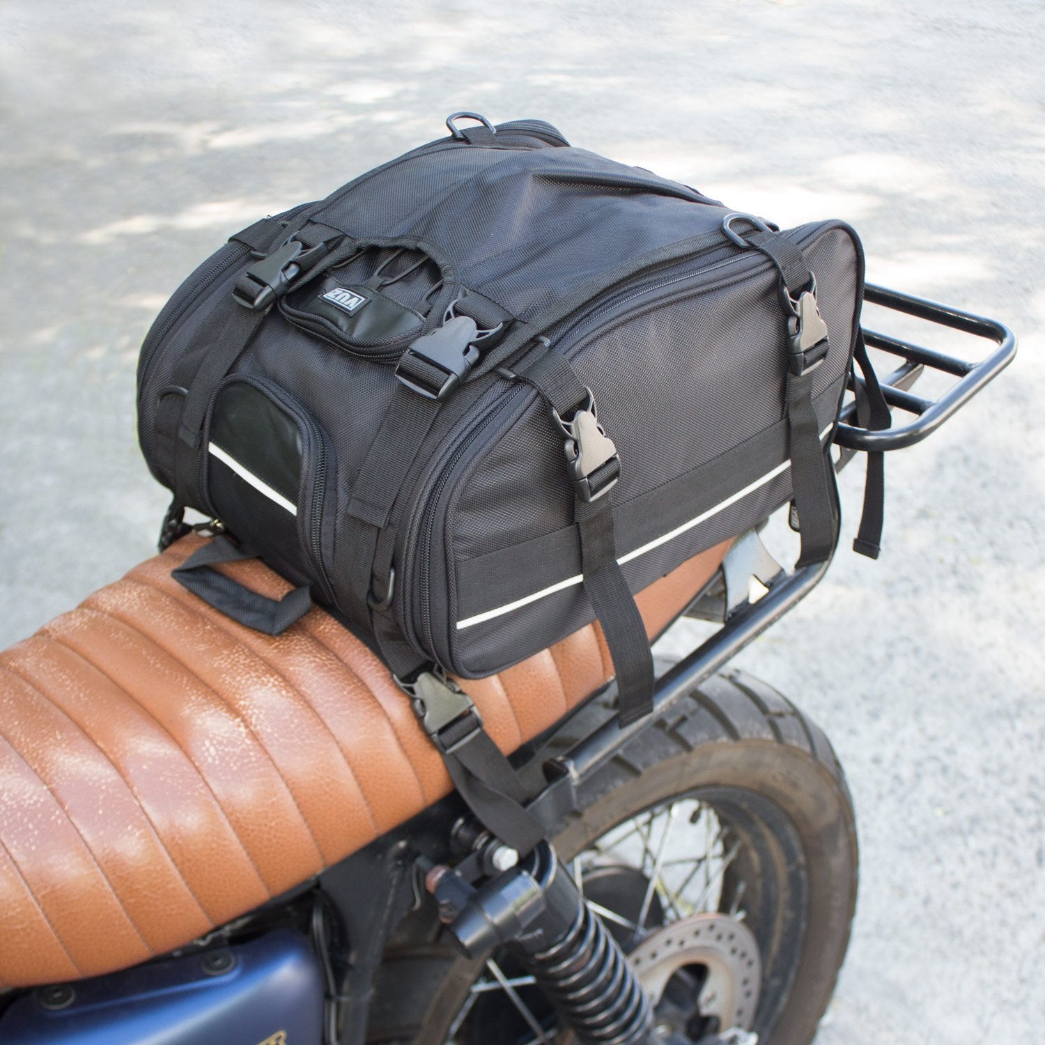 Motorcycle Rear Tail Seat Back Saddle Helmet Shoulder Carry Bag  Waterproof+Cover - Đức An Phát