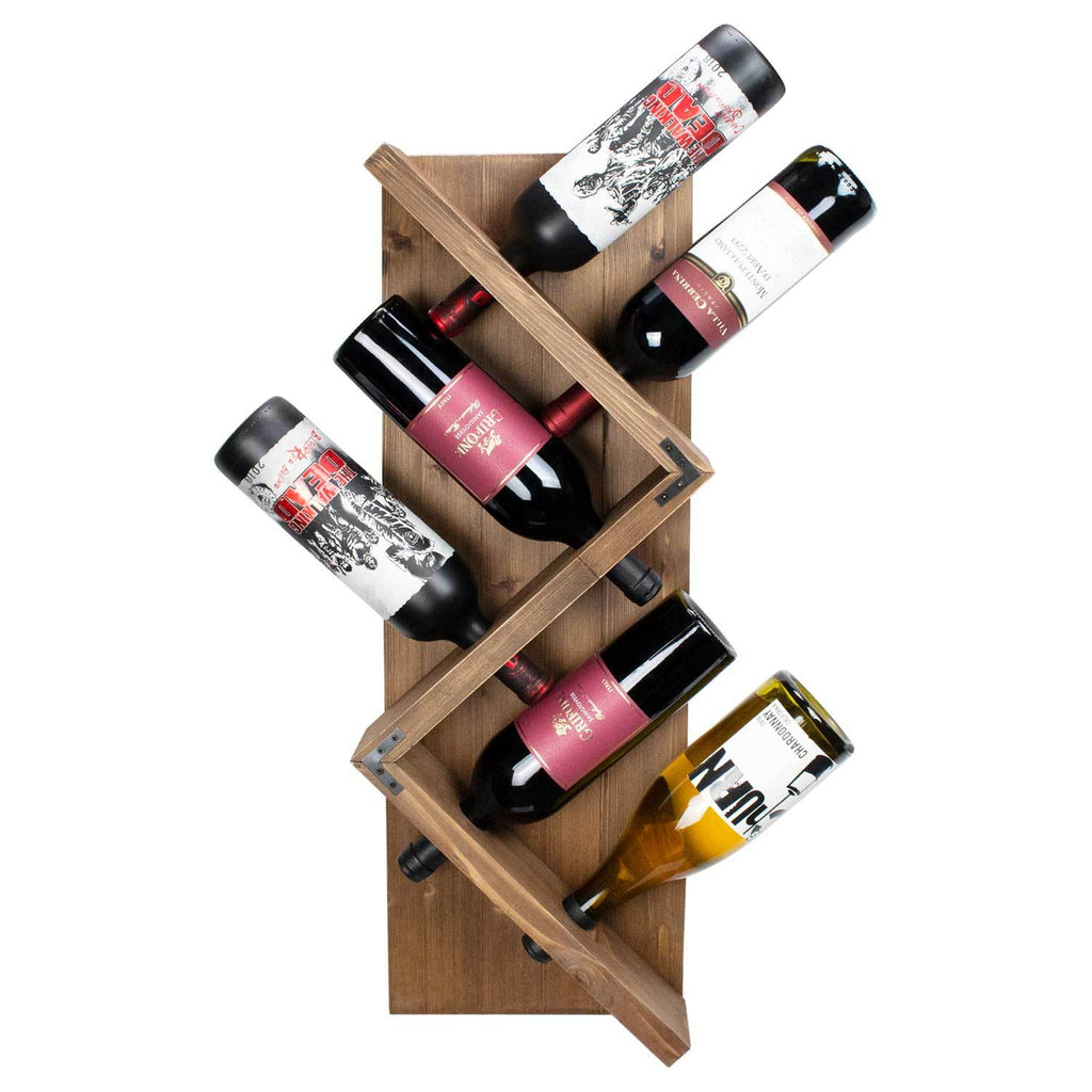 Stylish Wooden Wall Mounted Wine Bottle Display Rack: Holds