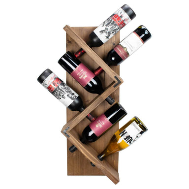 Stylish Wooden Wall Mounted Wine Bottle Display Rack: Holds 6 Bottles