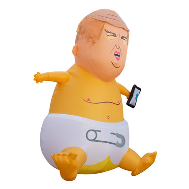 Inflatable Baby Donald Trump, POTUS, President, Tweeter in Chief with Flapping Toupee with Built in Fan and LED Lights