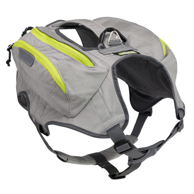 Angled front view of low profile dog backpack harness