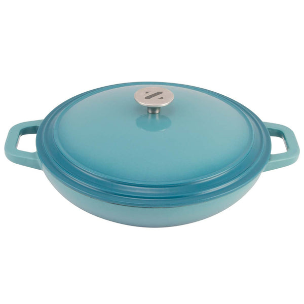 vibrant teal 3 quart casserole dish cast iron cooking pan