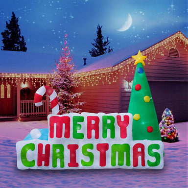 Inflatable Merry Christmas Sign Christmas Decoration with Built in Fan and LED Lights