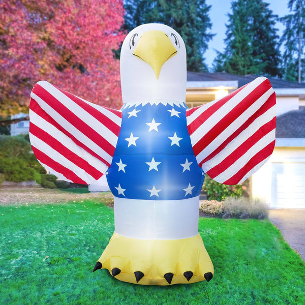 Inflatable 4th of July Bald Eagle Decoration with Built-In Fan and LED Lights