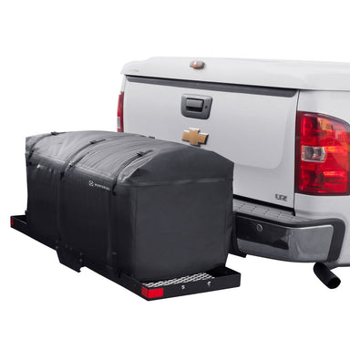 Rear hitch cargo bag storage bag on a chevy truck