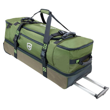 Fishing Duffle Bag Laying Down With Handle Extended