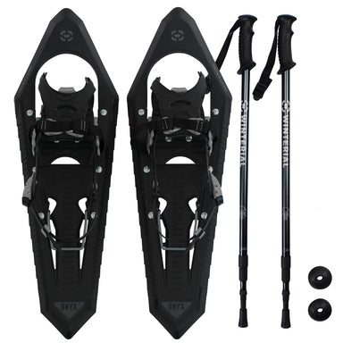 Winterial Onyx 25-Inch Mountain Terrain Snowshoes with Quick Fit Bindings, Adjustable Poles, And Carry Bag, Black