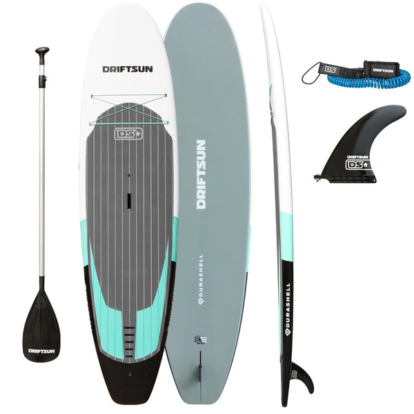 Driftsun Unbreakable SUP, 10 ft. Leash, Nylon Center Fin, and Adjustable Paddle package